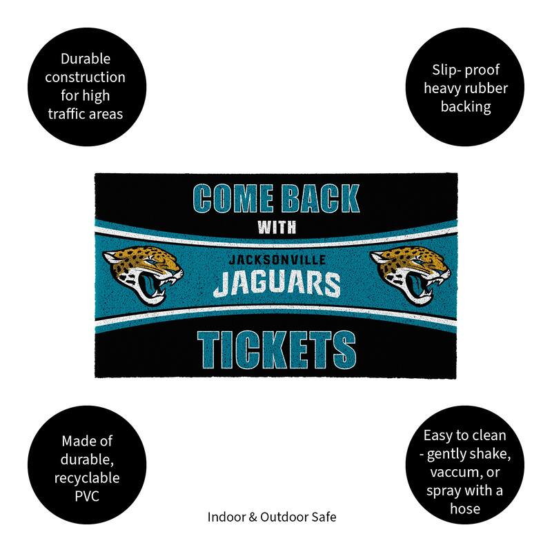 Jacksonville Jaguars 28 in. x 16 in. PVC "Come Back With Tickets" Trapper Door Mat