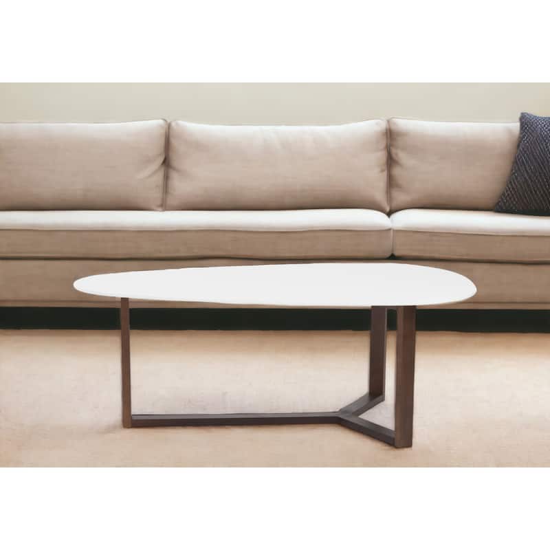 47.64" X 27.56" X 14.97" Coffee Table in Matte White with Dark Walnut Base