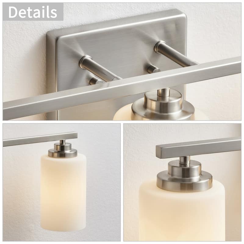 KAWOTI 3-Light Dimmable Bathroom Vanity Light with Frosted White Glass