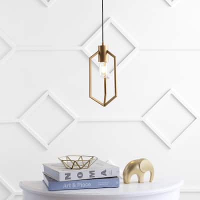 SAFAVIEH Lighting Eastwood Adjustable 1-light Edison Bulb Gold Pendant - 6" W x 6" D x 14-86" H