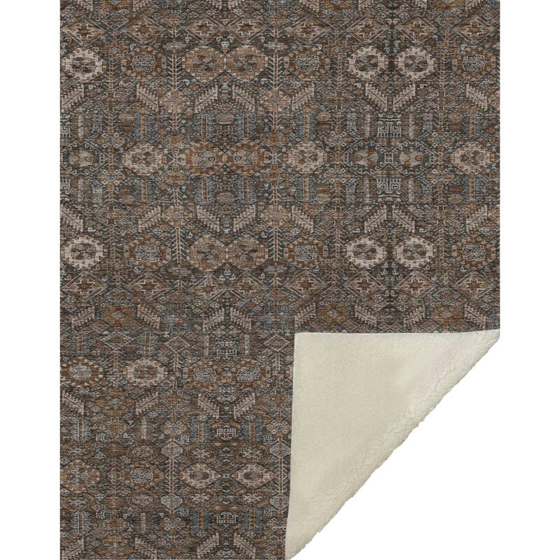 Premium Machine Washable Boho Moroccan Sherpa Throw Blanket