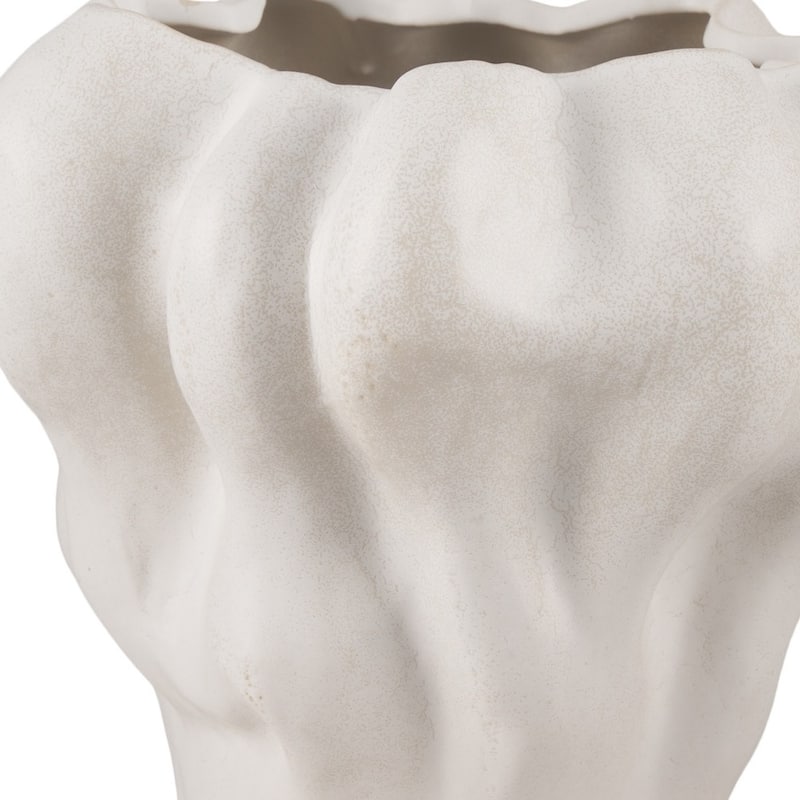 12" Cream Abstract Sculptural Ceramic Table Vase - 11.81