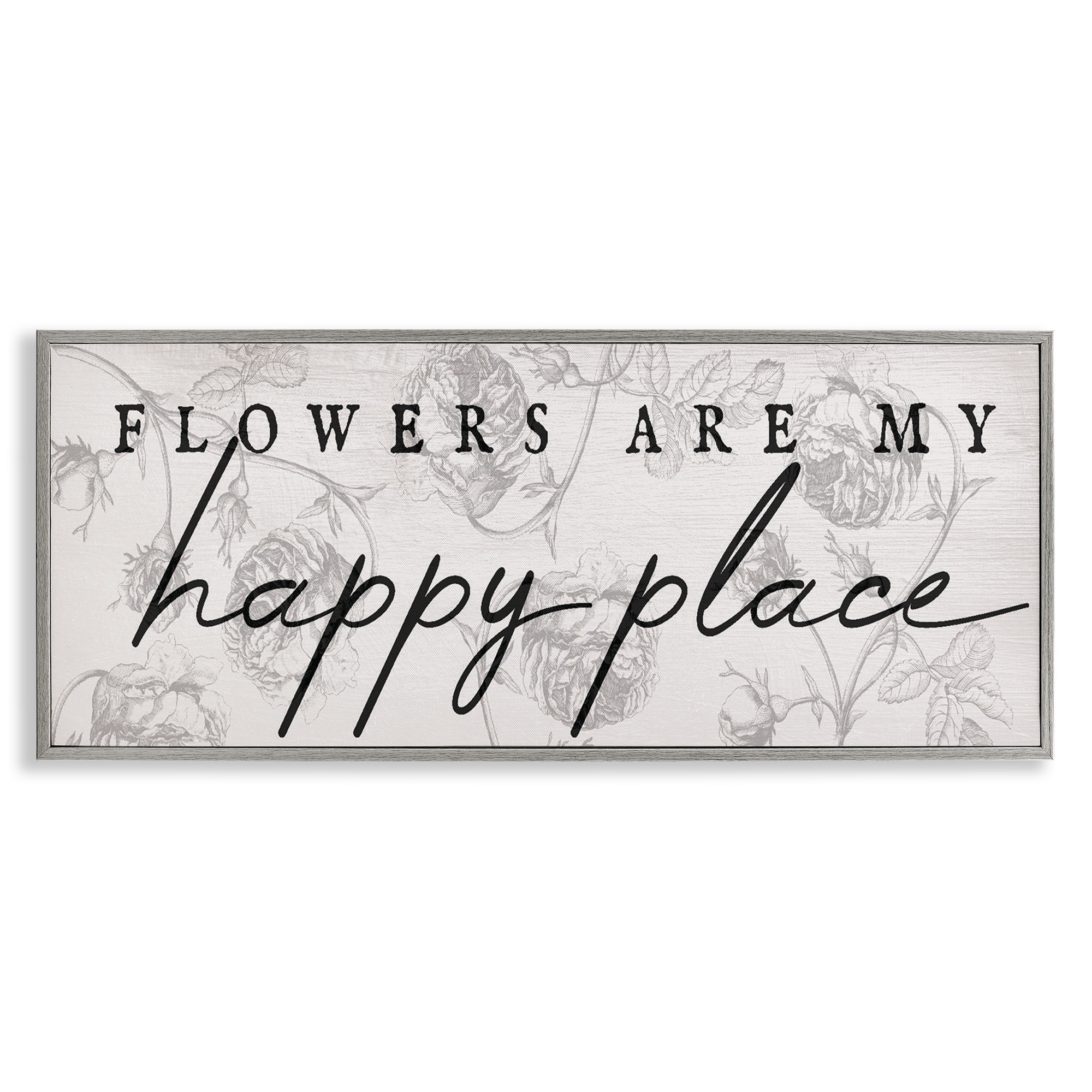 Stupell Flowers Are Happy Place Framed Giclee Art Design By Lil' Rue