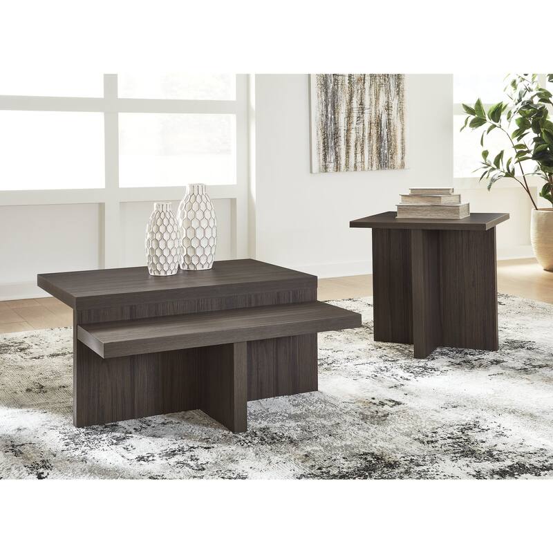 Signature Design by Ashley Zendex Brown Occasional Table Set (Set of 2) - 40" W x 40" D x 19.25" H