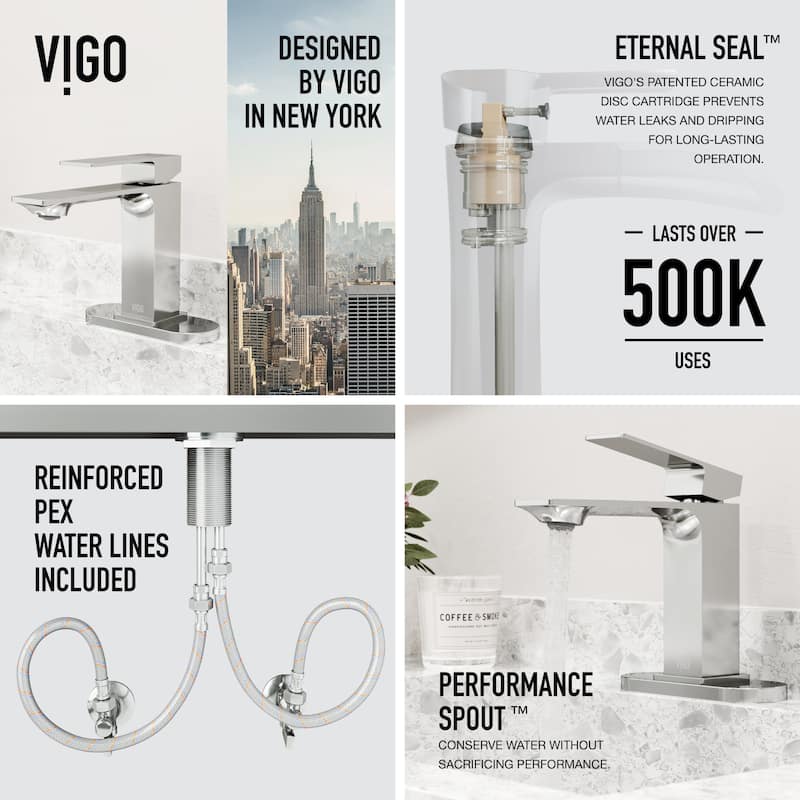 VIGO Dunn 6" H Single Handle Single Hole Bathroom Faucet