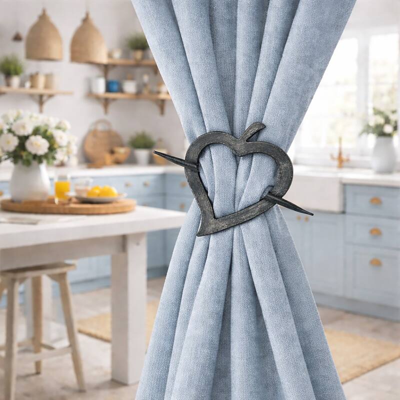 Evideco Fjord Wooden Heart Curtain Holdback - n/a - Grey