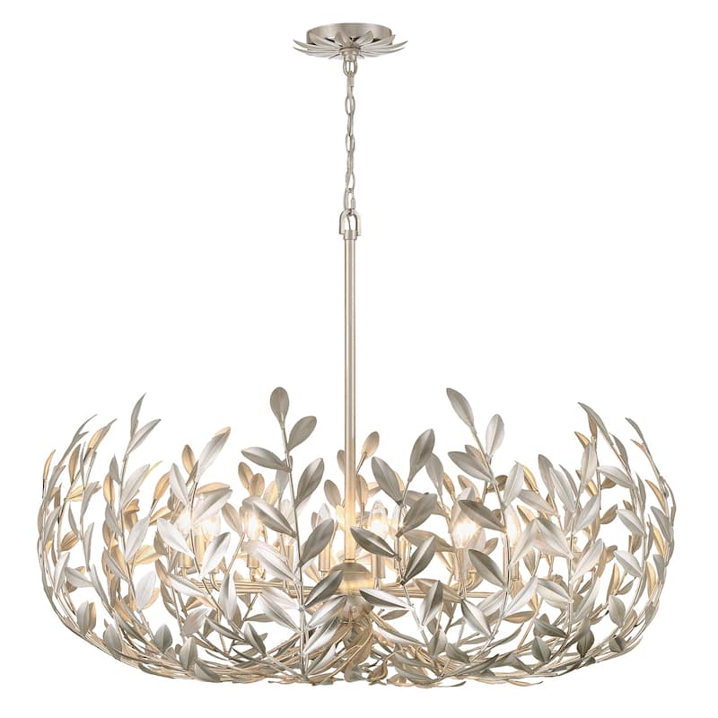 Broche 12 Light Antique Silver Chandelier