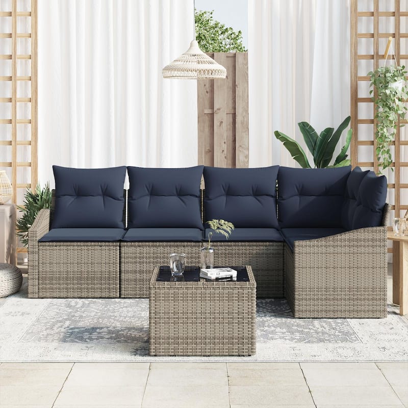 vidaXL 6 Piece Garden Sofa Set with Cushions - 91.9×48.6×27.2
