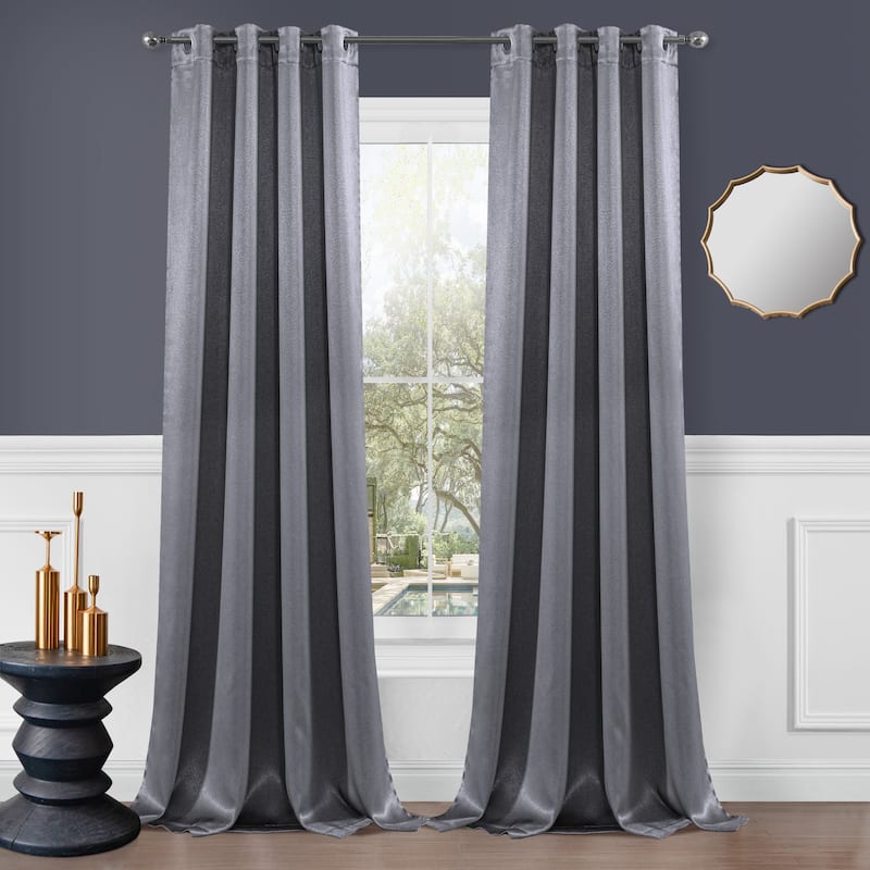 Dainty Home Brookville Metallic Sheen Blackout Grommet Single Panel Extra Wide Curtains