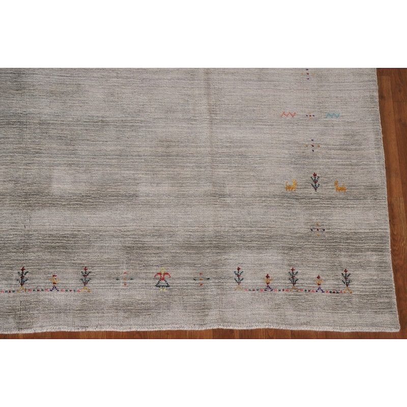 Gabbeh Indian Area Rug Hand-Knotted Oriental Wool Carpet - 8'0"x 9'7"
