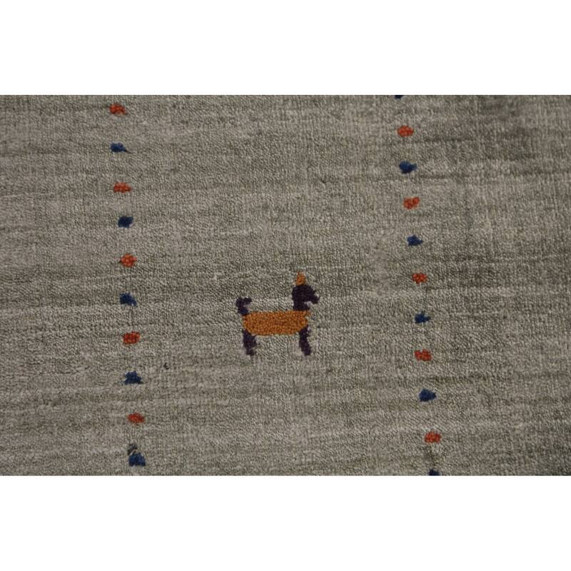 Gabbeh Oriental Area Rug Hand-Knotted Living Room Wool Carpet - 8'0" x 9'5"