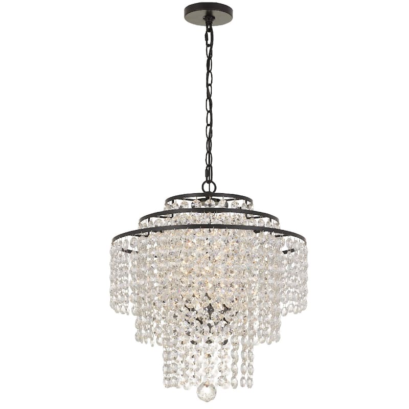 Arielle Crystal 18" wide Bronze Chandelier - 18'' W x 20.36'' H