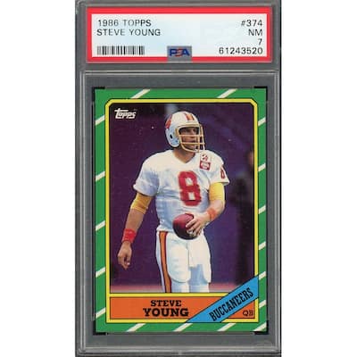 Steve Young 1986 Topps Football Rookie Card RC #374 Graded PSA 7 - 8'6" x 11'6"