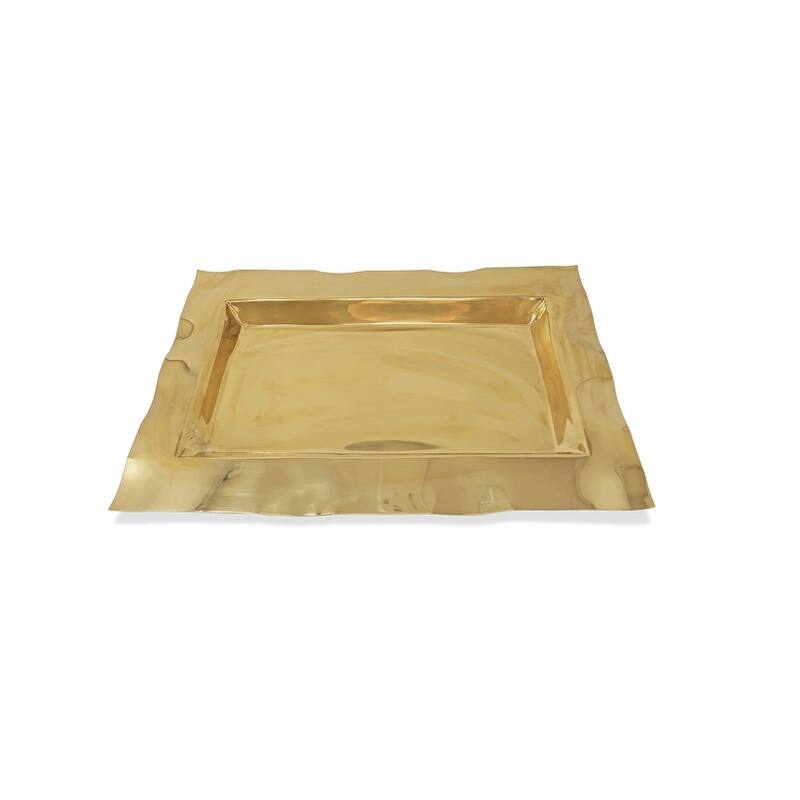 Tray with Wavy Edge 17.75"L Stainless Steel - Gold