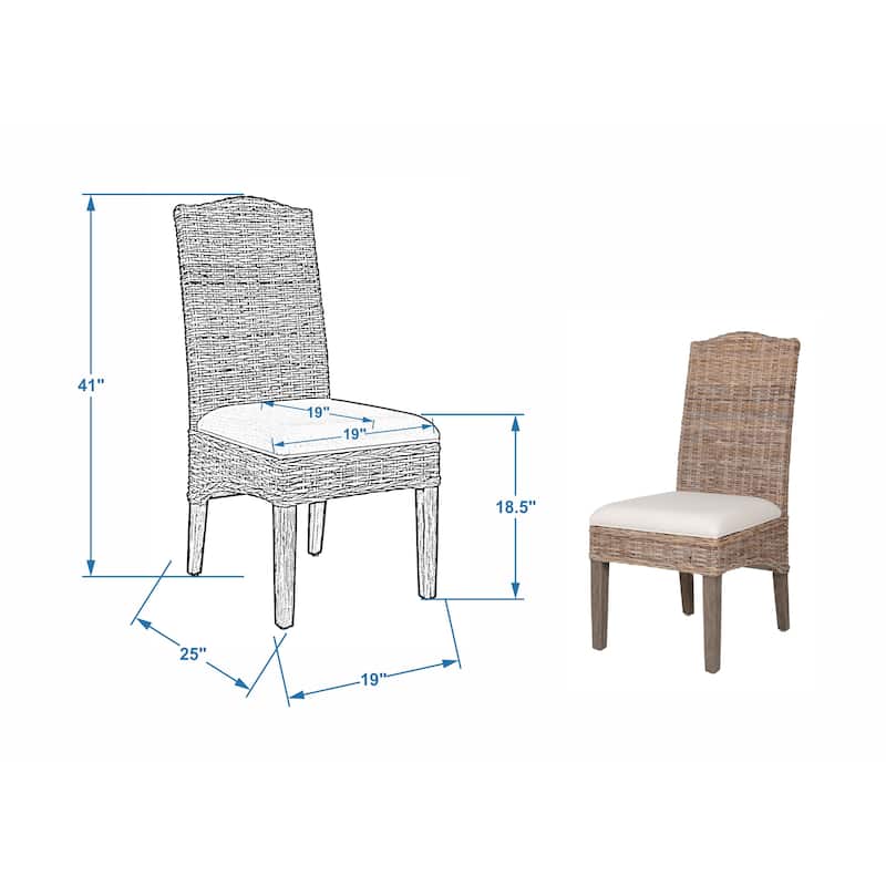 Natural Rattan Cushioned Dining Chairs By - Set Of 2 by East at Main