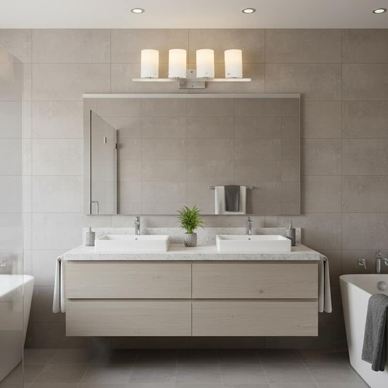 4 Light LED integrated Vanity Lighting in Brushed Nickel Finish