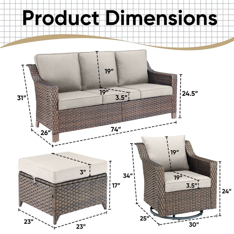 Outside Patio Sofa Chair Set with Cushions