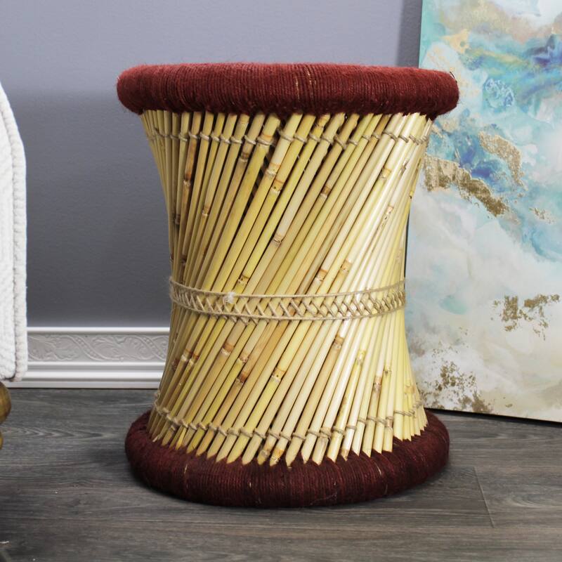 Natural Geo Moray Decorative Handwoven Jute Accent Stool