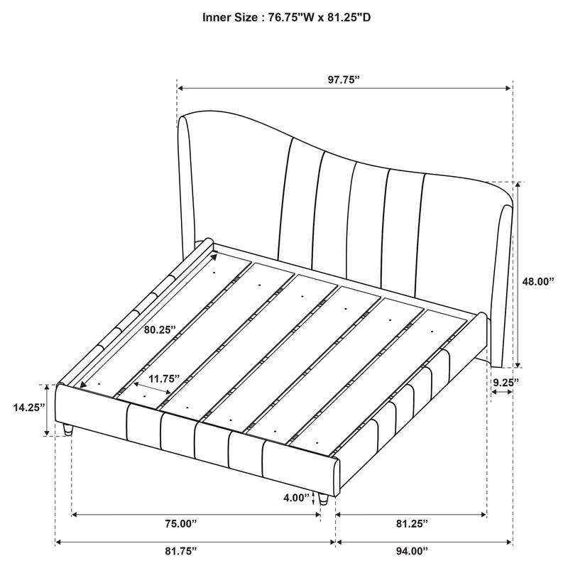 Evelyn Upholstered Panel Platform Bed Ivory