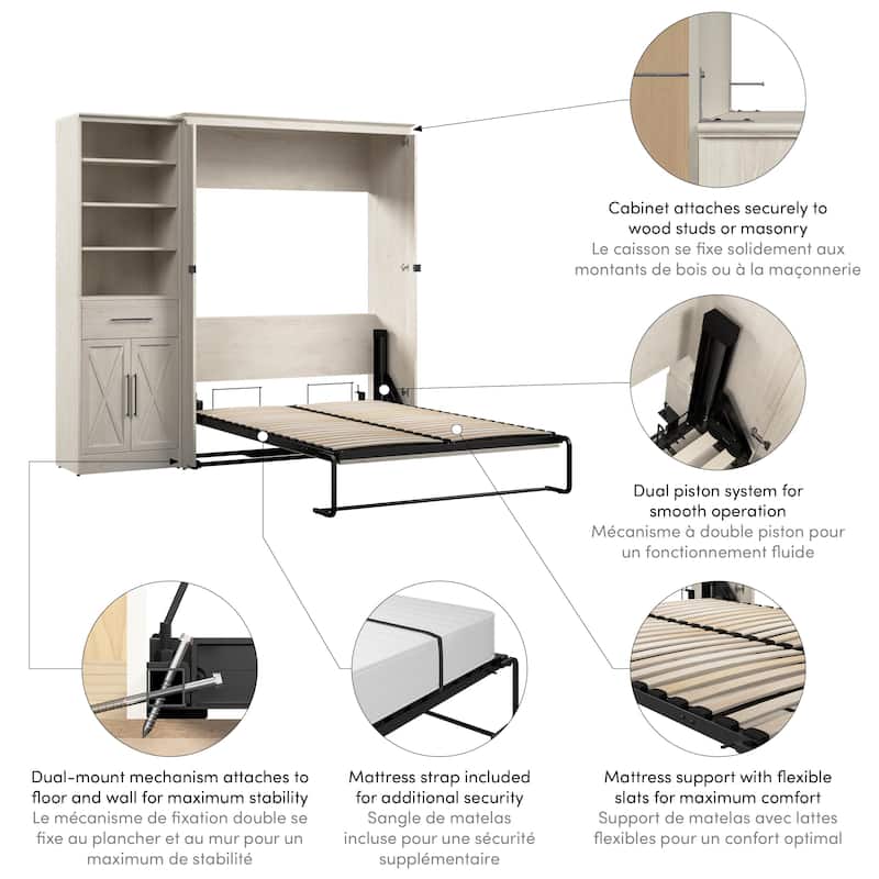 Key West Full Murphy Bed with Closet Wardrobe (88W) by Bestar
