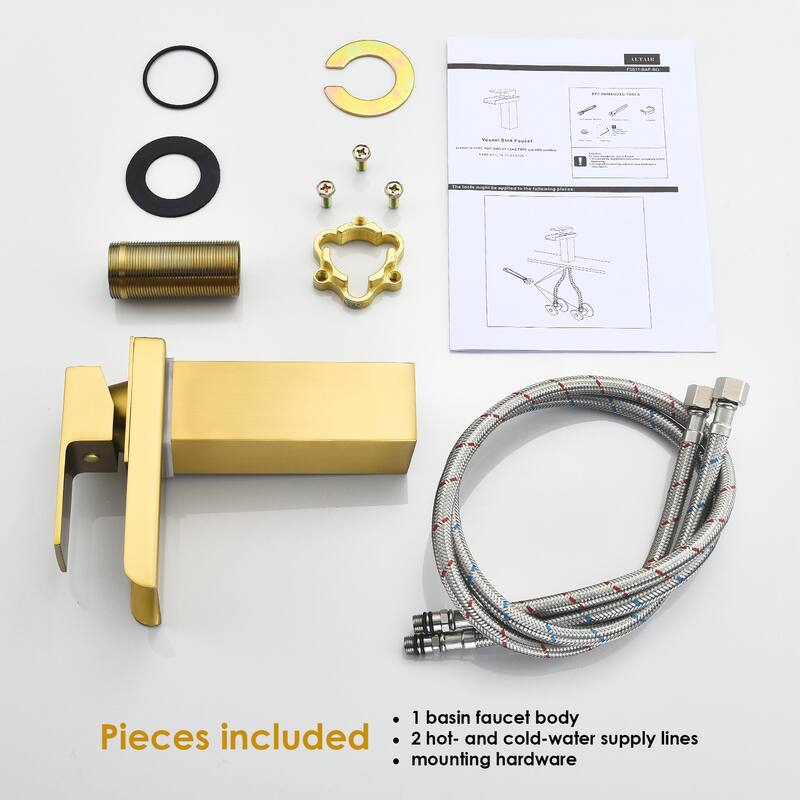 Altair Sassor Single Hole Single-Handle Waterfall Bathroom Faucet in Brushed Gold