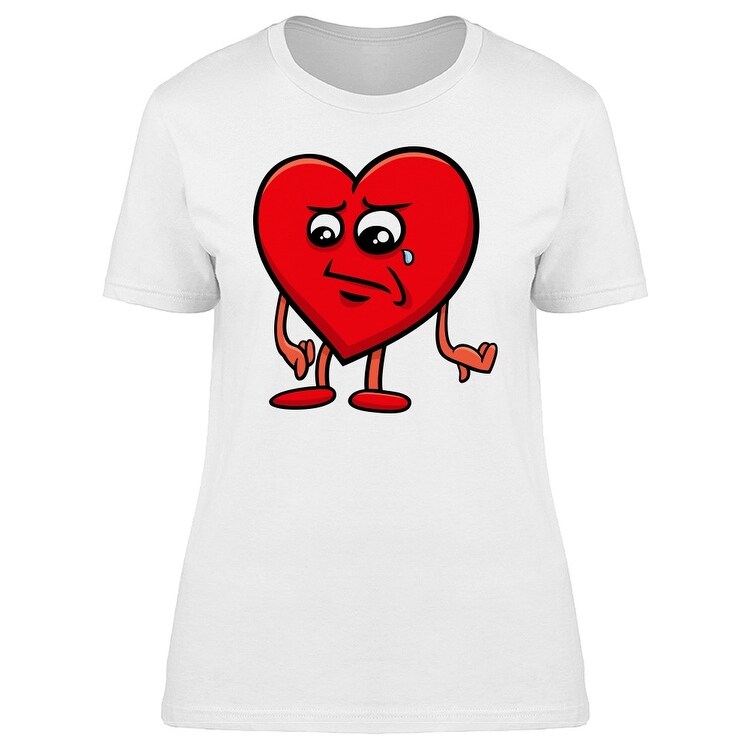 Cute Sad Red Heart Cartoon Tee Women S Image By Shutterstock Overstock 28396204