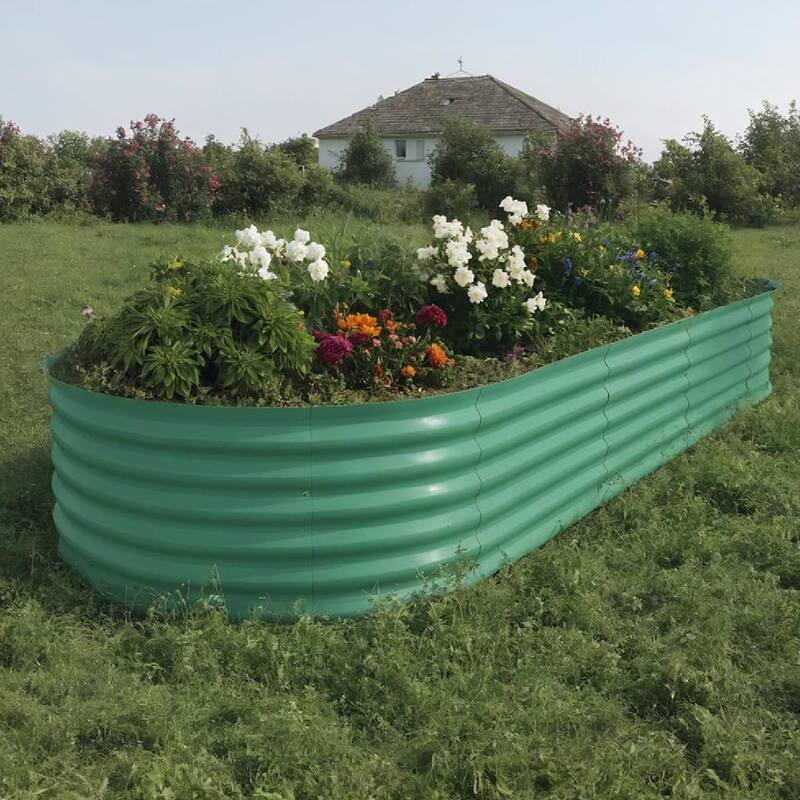 10x4x1.5ft 2Pcs Galvanized Raised Garden Bed Planter Boxes Outdoor, Green for Vegetables, Fruits, Flowers, Herbs - N/A