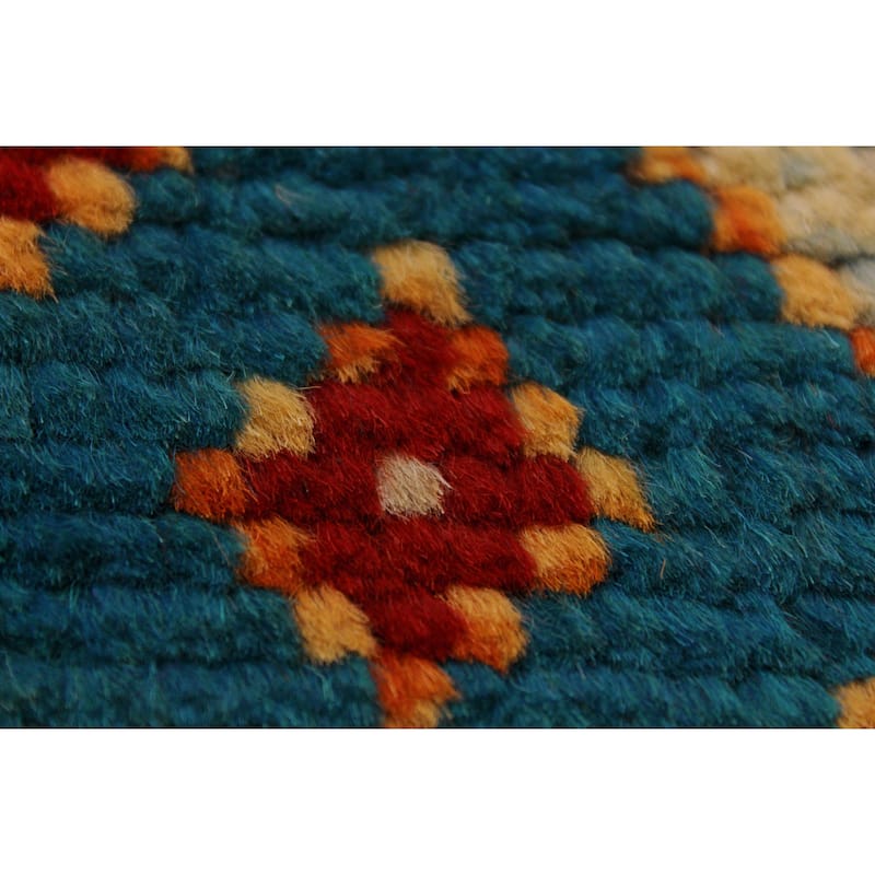 Shabby Chic Balochi Baxter Blue/Red Hand Knotted Wool Rug - 4'9'' x 6'5''