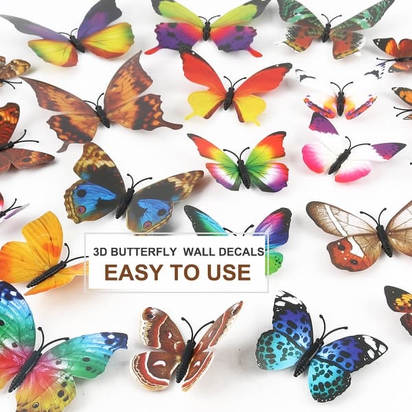 Shop 24pcs 3d Butterfly Wall Sticker Decal Room Decoration For Home Decor Colorful Blue On Sale Overstock 29306716