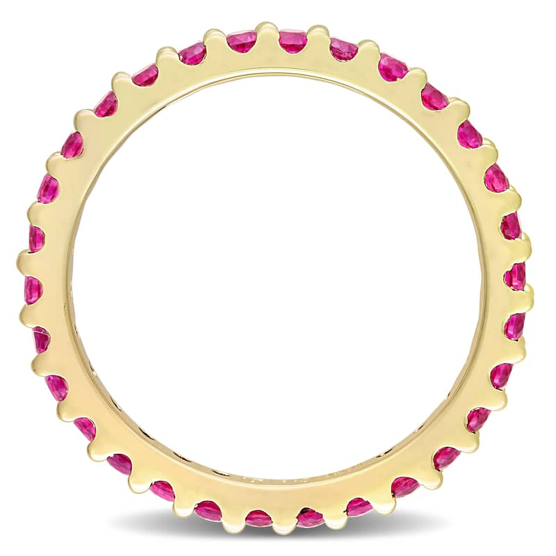 Miadora 10k Yellow Gold Created Ruby Stackable Eternity Wedding Band Ring