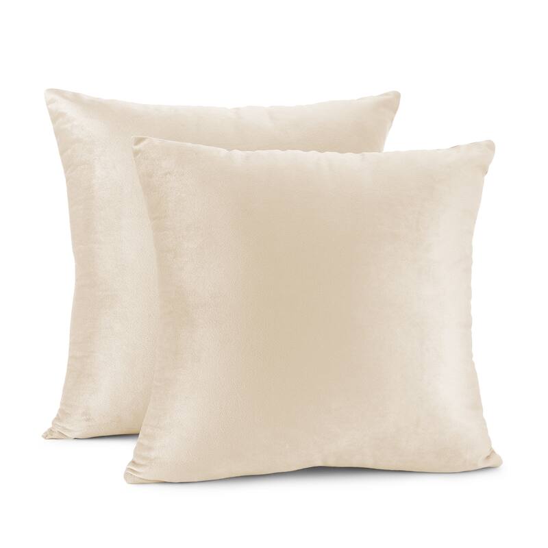 Porch & Den Cosner Microfiber Velvet Throw Pillow Covers (Set of 2) - 16" x 16" - Beige