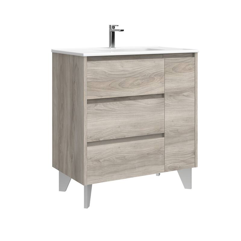 WS Bath Collections Lila C80 Lila 32" Free Standing Single Basin - Grey Pine - Steel Finish