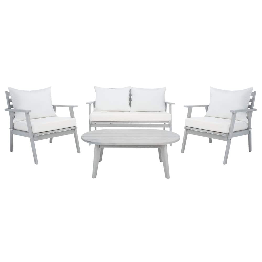 SAFAVIEH Outdoor Lupe 4-Piece Conversation Patio Set - 49W x 31D x 30H