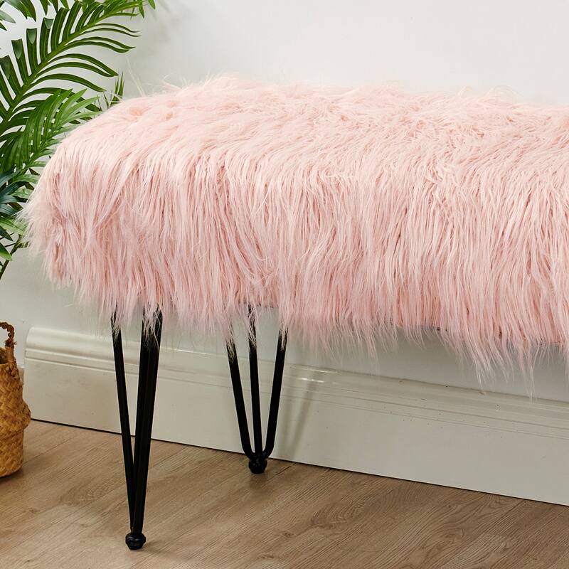 Mongolian Fauxfur Ottoman
