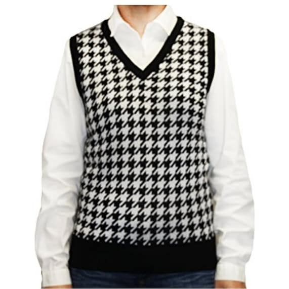 houndstooth knit vest