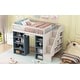 preview thumbnail 4 of 10, Full Size Solid Wood Loft Kids Bed Frame with 2-Four-Layer Storage Cabinets, Guardrails, Staircase & Curtain, White+Blue