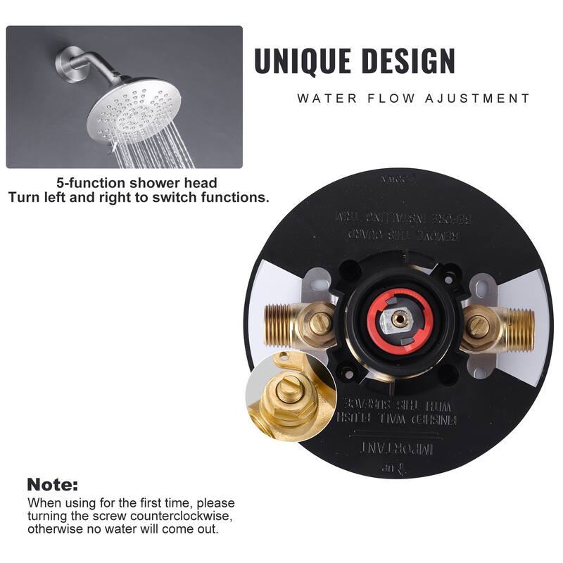 WOWOW Single Handle 5-Spray Shower Faucet with Pressure Balance