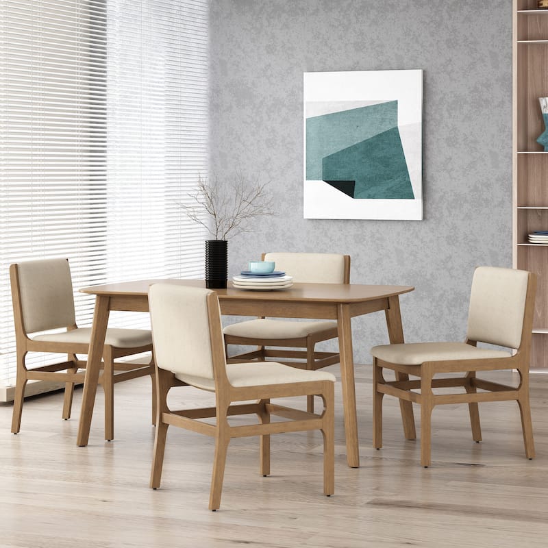 Coston Upholstered Dining Chairs by Christopher Knight Home - Wheat/Walnut
