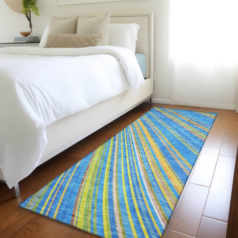 Premium Washable Super Soft Modern Flow Mayfield Rug - Denim - 2'3" x 7'6"