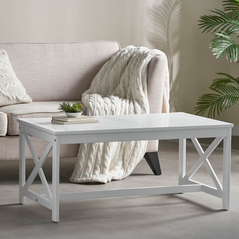Ivan Outdoor Rectangle Wood Coffee Table by Christopher Knight Home - White