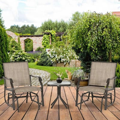 3 Piece Outdoor Glider Chair with Coffee Table Bistro Set