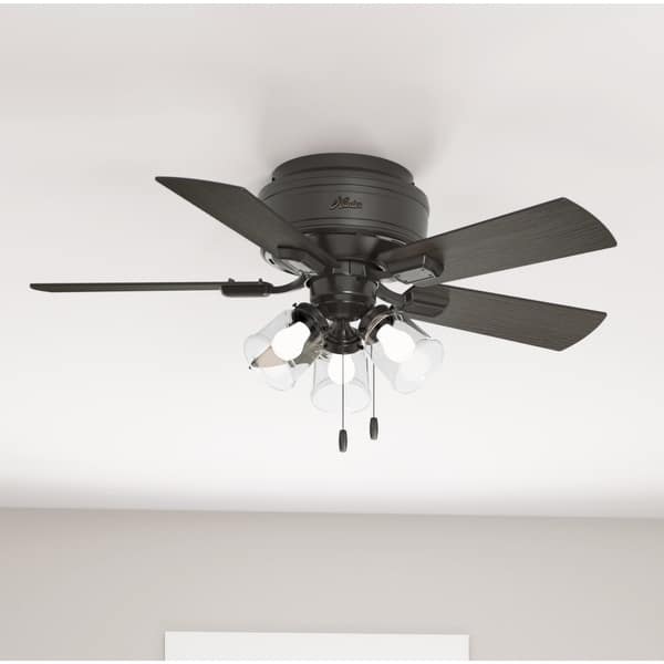slide 2 of 15, Hunter 42" Crestfield Low Profile Ceiling Fan with 3-Light LED Light Kit and Pull Chain - Casual, Farmhouse, Rustic Noble Bronze