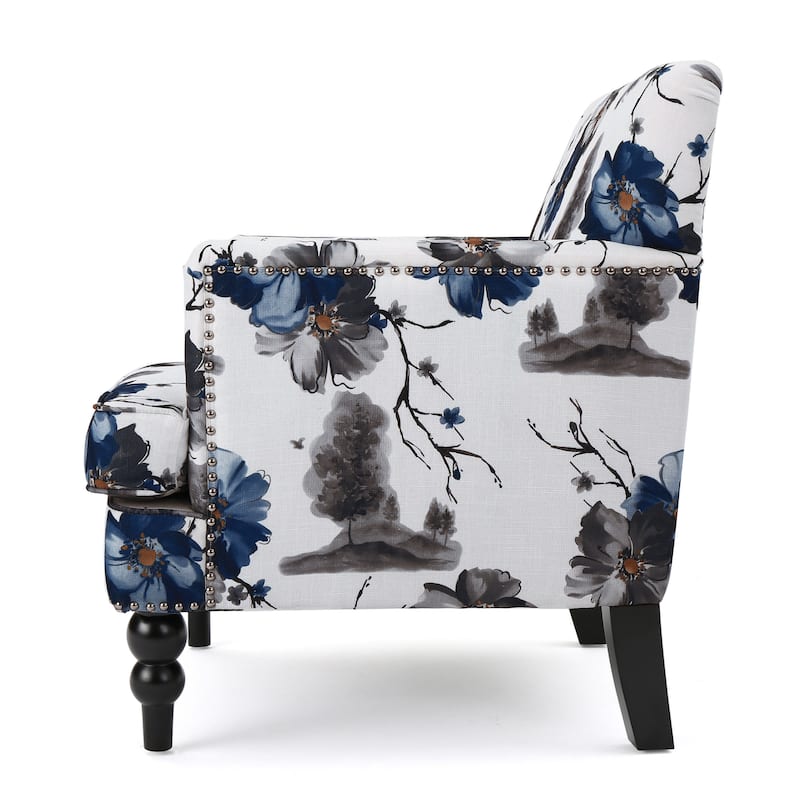 Upholstered Tufted Club Chair with Nailhead Trim & Plush Cushioning