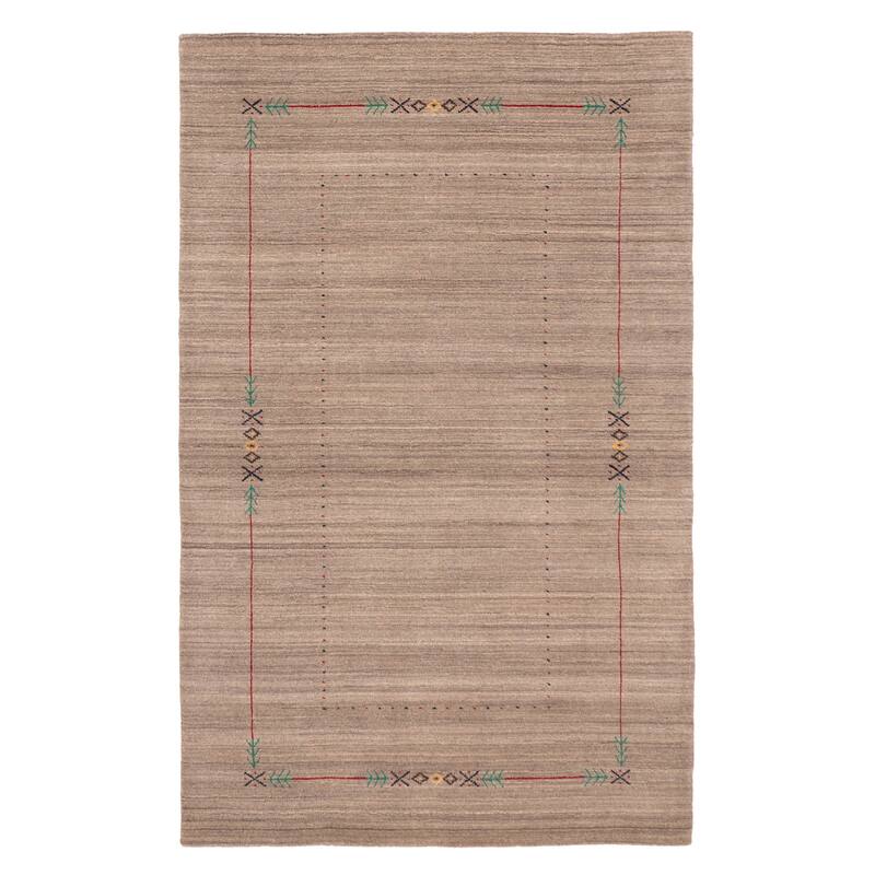 ECARPETGALLERY Hand Loomed Kashkuli Gabbeh Grey Wool Rug - 5'0 x 8'0