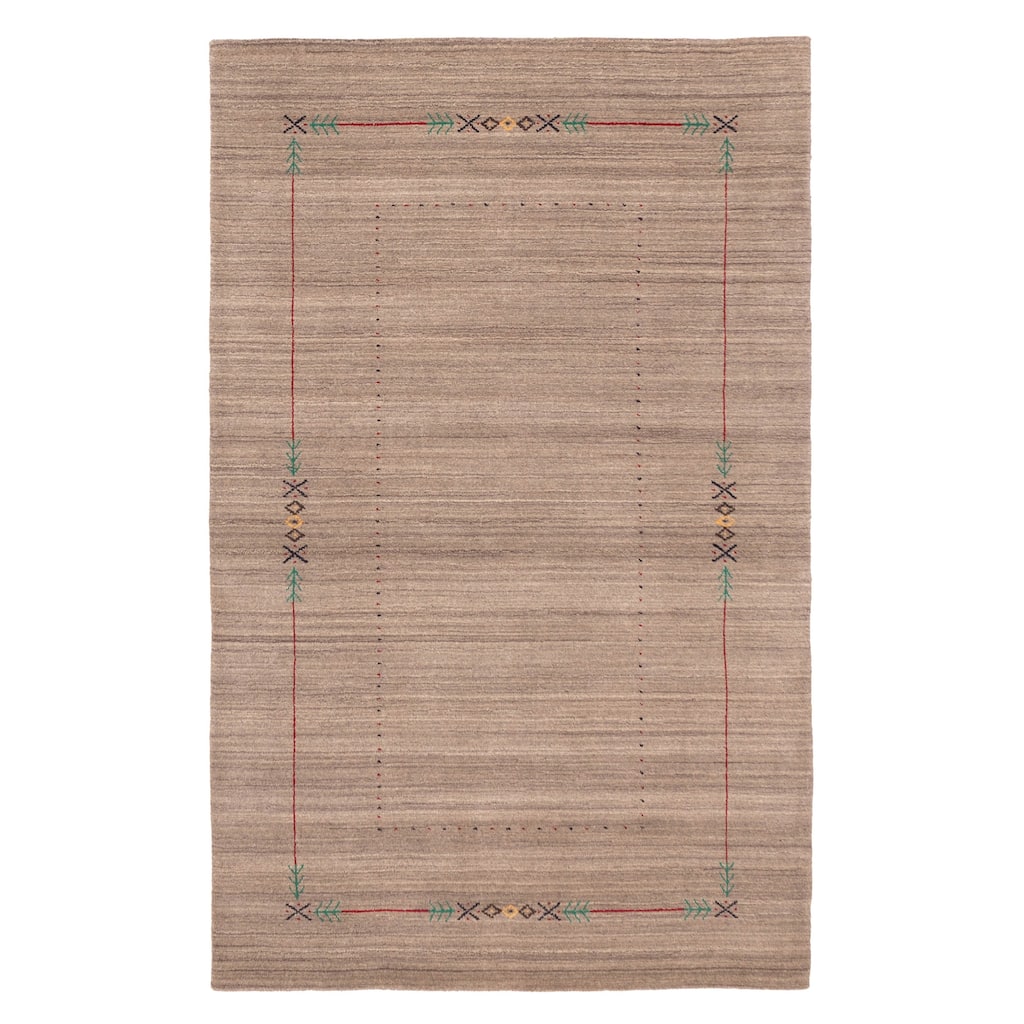 ECARPETGALLERY Hand Loomed Kashkuli Gabbeh Grey Wool Rug - 5'0 x 8'0