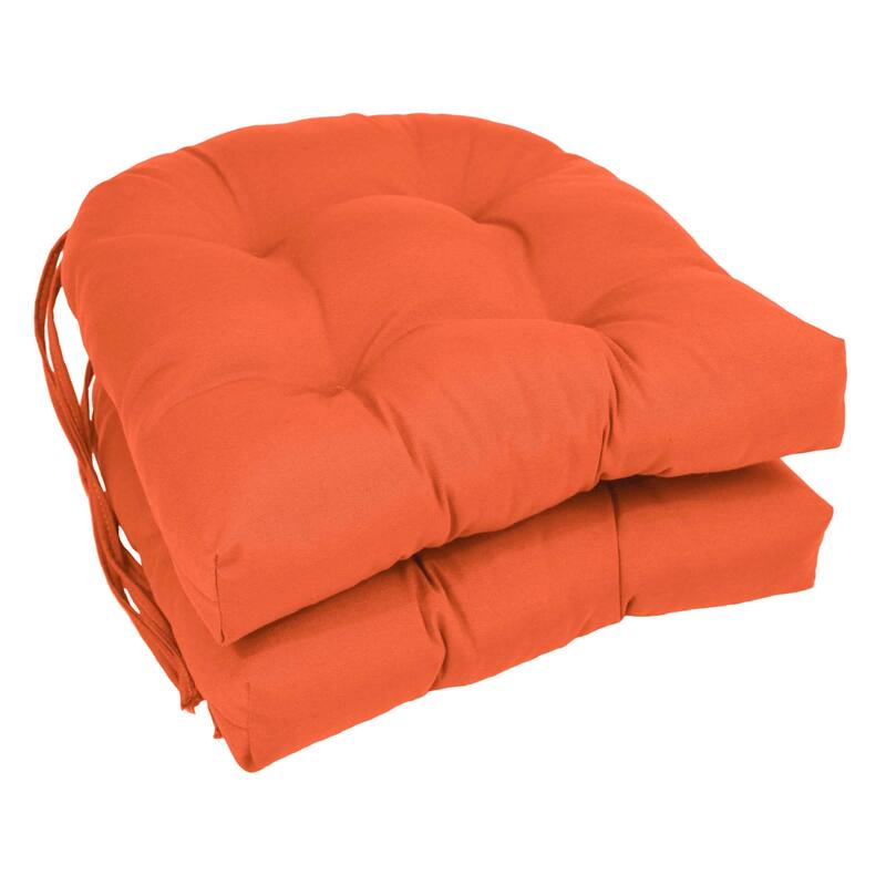 16-inch U-Shaped Indoor Twill Chair Cushions (Set of 2, 4, or 6) - 16" x 16" - Set of 2 - Tangerine Dream