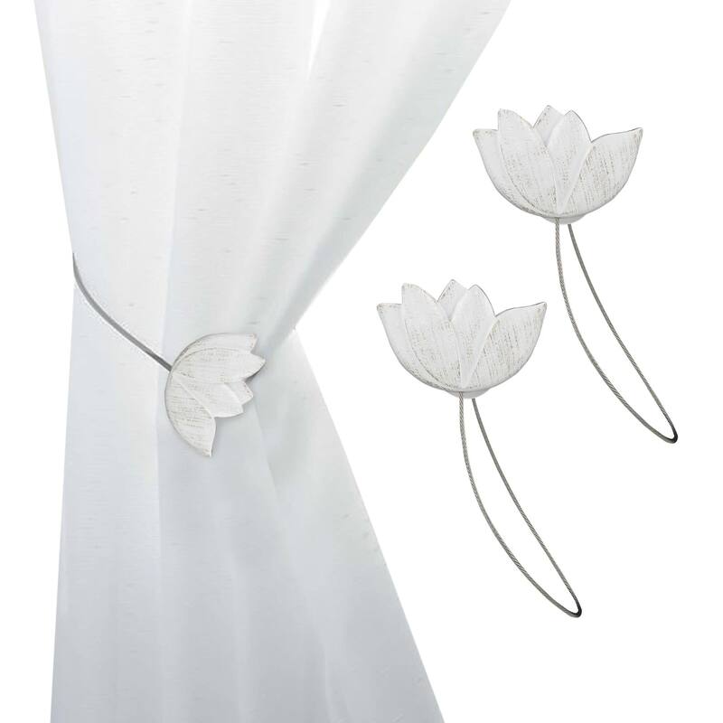 Set of 2 Resin Tieback With Magnet Tulip Small Size - 11.8"L x 2.1"W x 1"D