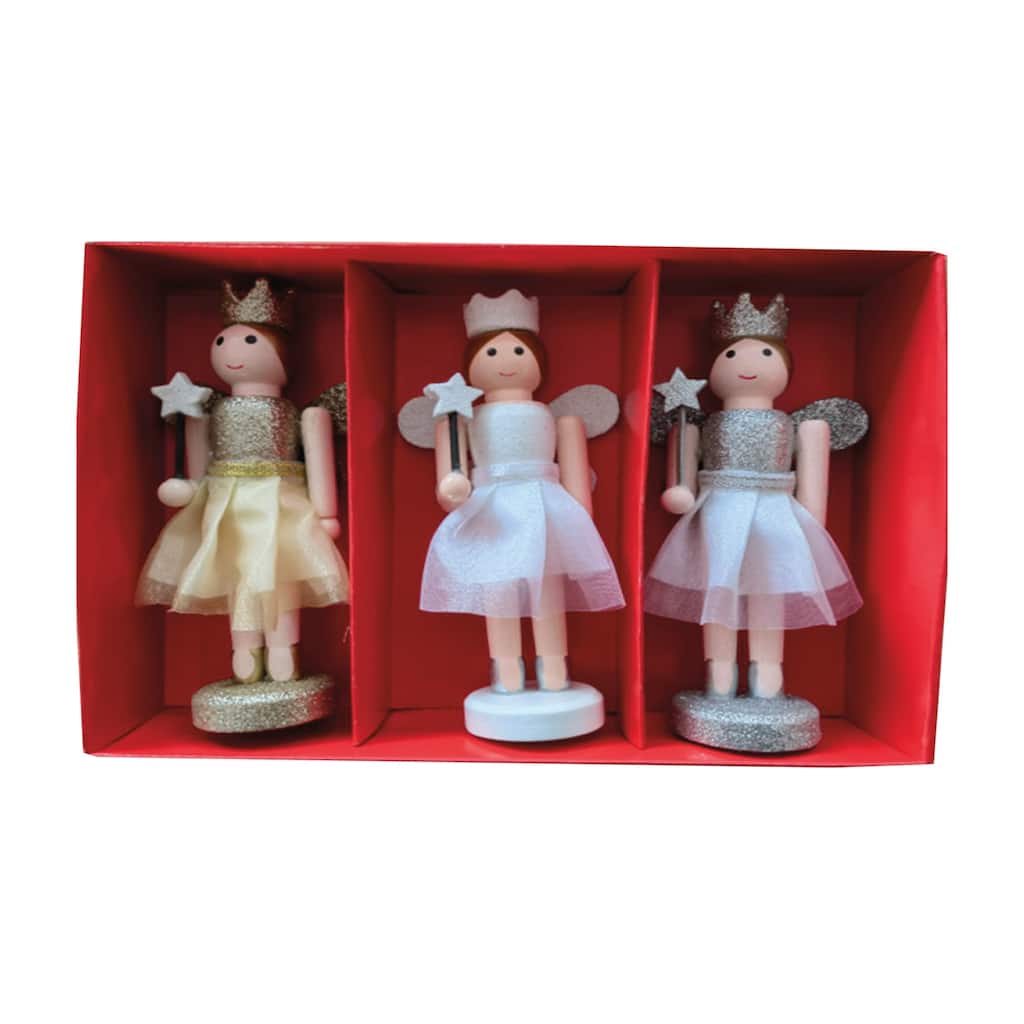 5" Fairy Princess Nutcracker Ornaments, Set of 3