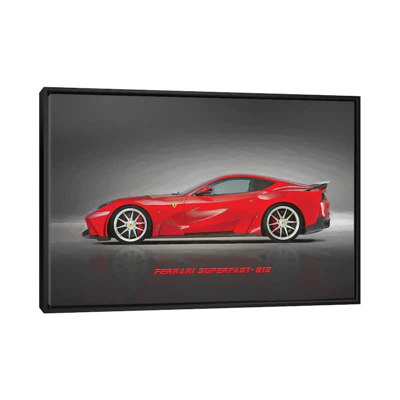 iCanvas "Ferrari Superfast 812 In Watercolor" by Paul Rommer Framed Canvas Print - Black - 26x40