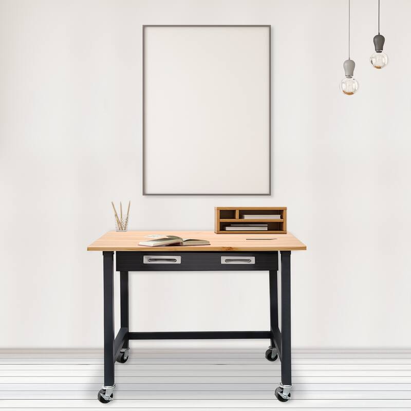 Seville Classics Ultragraphite Wood Top Workbench on Wheels
